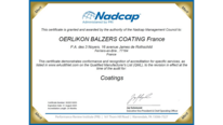 Oerlikon Balzers Francia: Nadcap Merit Status renovado por 24 meses 