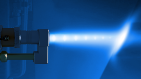 The spray flame hits the substrate in the HVOF spraying process