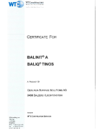 BALINIT<sup>®</sup> A, BALIQ<sup>®</sup> TINOS Certificate