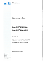 BALINIT<sup>®</sup> MILUBIA,  BALINIT<sup>®</sup> NALUBIA Certificate